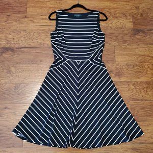 Lauren Ralph Lauren Navy & White Striped Sleeveless Dress Womens 8